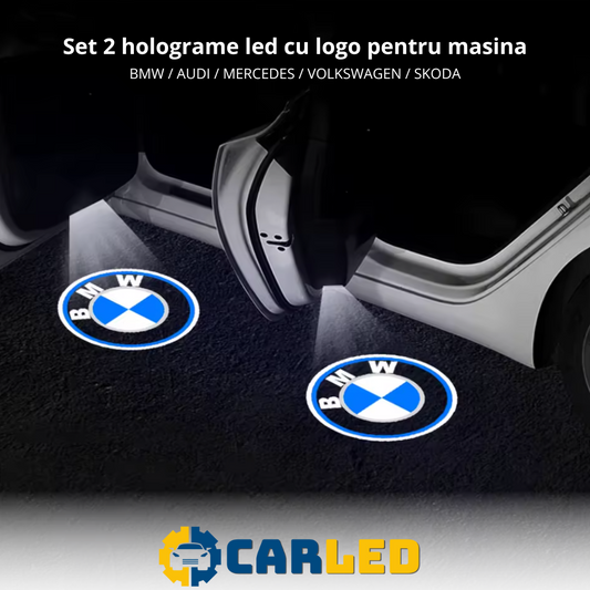 Set 2 Holograme LED cu LOGO pentru Portiere